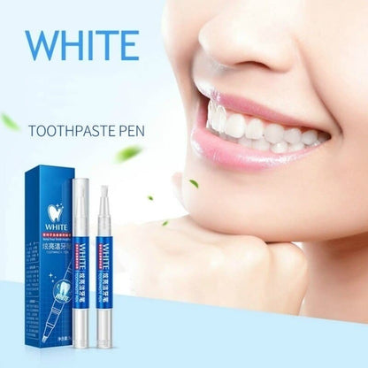 Hand applying Natural Teeth Whitening Gel Pen to teeth for a brighter, natural smile & effective stain removal.