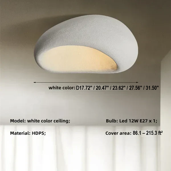Wabi Sabi ceiling lamp. Natural decor home lighting. Serene ambient light for living room.