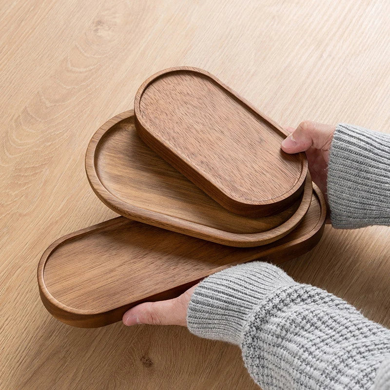 Natural wood serving tray for coffee, snacks & drinks. Rustic home decor display tray.