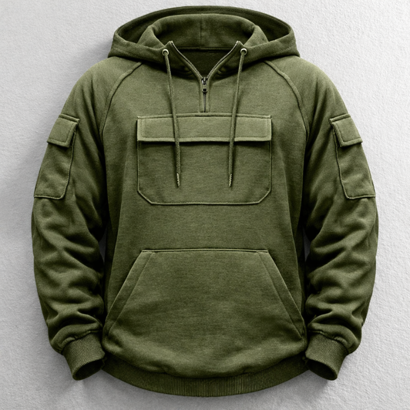 Green men's premium comfort hoodie, ideal for everyday casual wear. Cozy & relaxed fit.