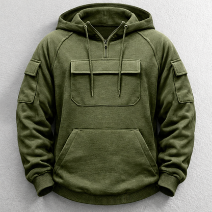 Green men's premium comfort hoodie, ideal for everyday casual wear. Cozy & relaxed fit.