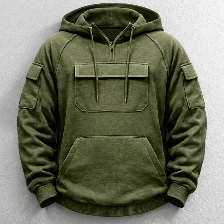 Green men's premium comfort hoodie, ideal for everyday casual wear. Cozy & relaxed fit.