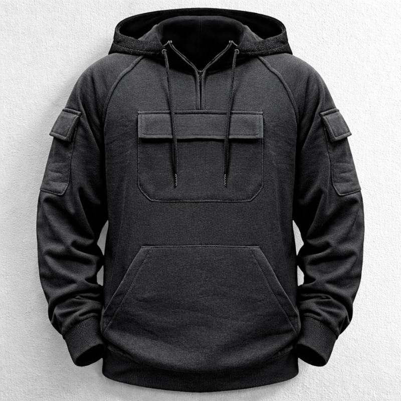 Gray men's casual comfort hoodie with a relaxed fit, ideal for everyday cozy wear.