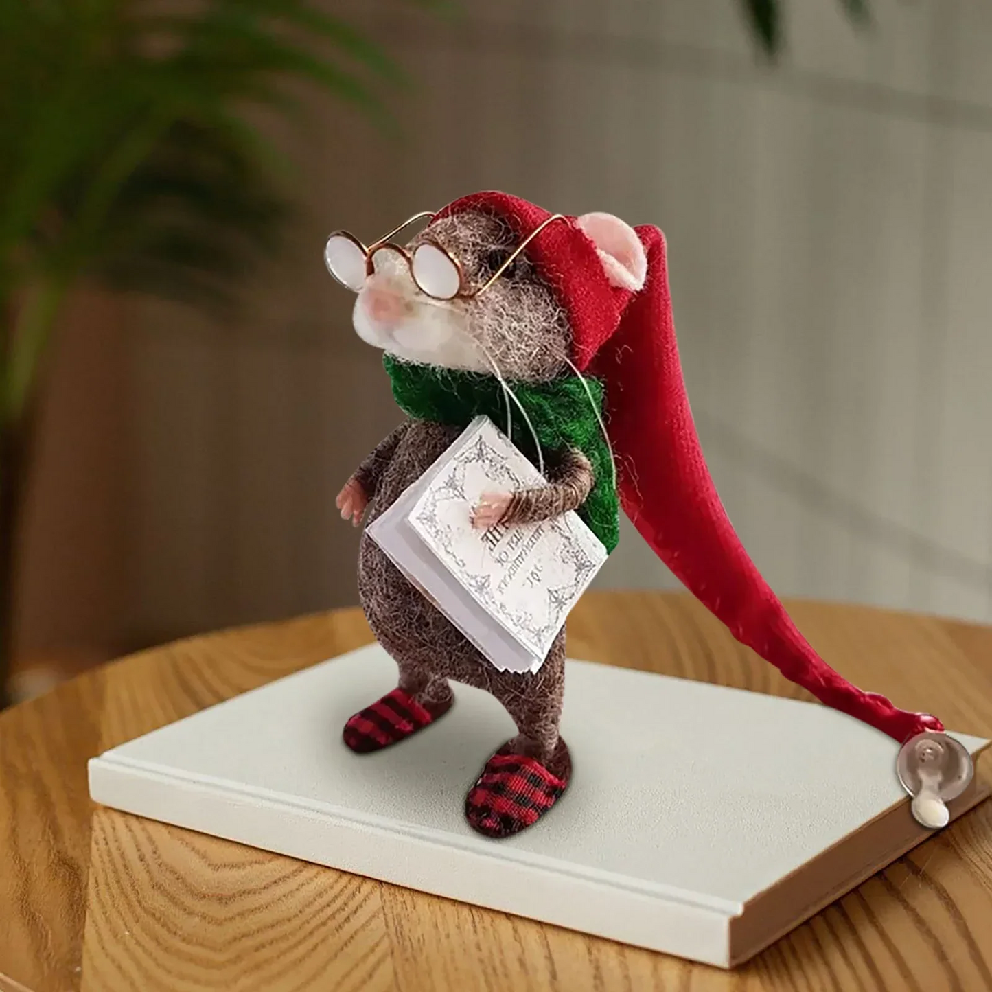 Holiday home decor: Needle felted mouse DIY craft kit. Create cute felt animals for Christmas or as a handmade gift.