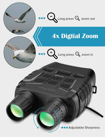Compact night vision binoculars, ideal for hunting, with recording capability & clear view