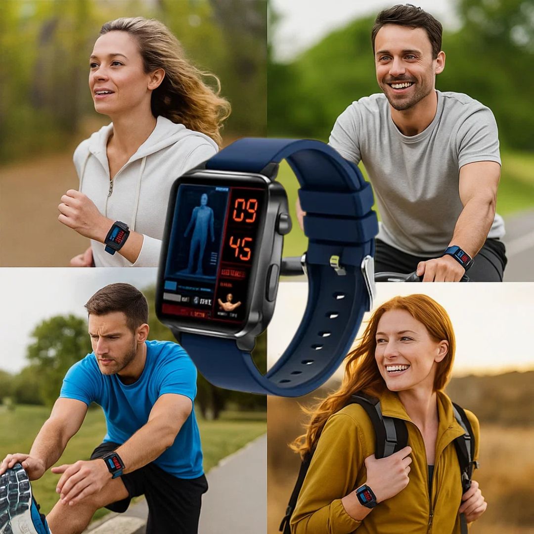 Sleek non-invasive diabetes smartwatch, an adult blood sugar monitor & pain-free glucose tracker.