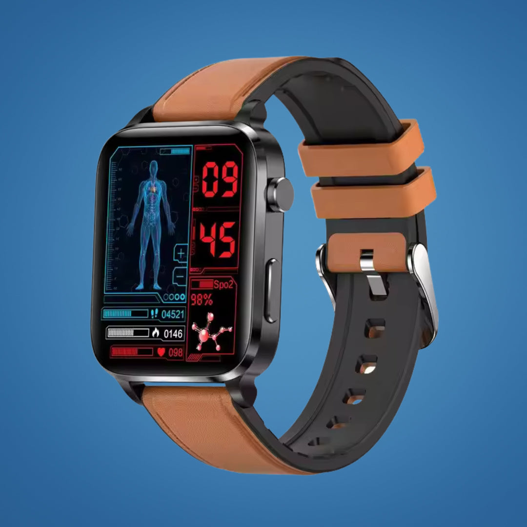 Advanced non-invasive diabetes smartwatch for adults, offering pain-free blood glucose monitoring & health tracking.