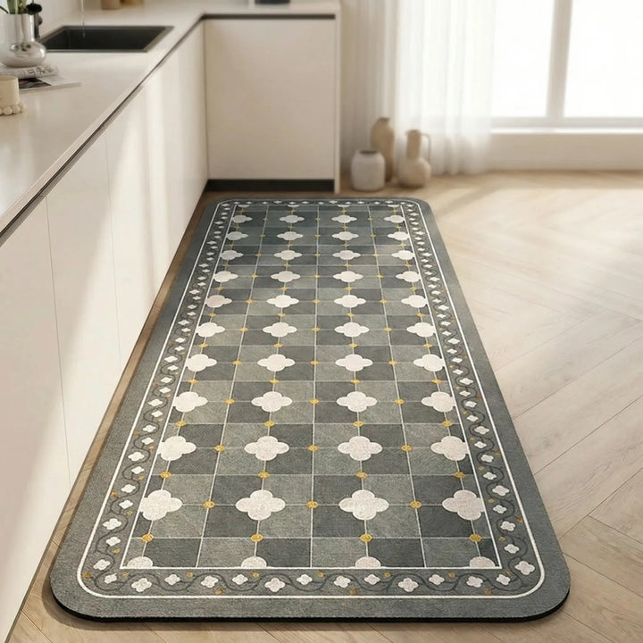 Modern tile pattern kitchen mat, long and durable, featuring a non-slip design.