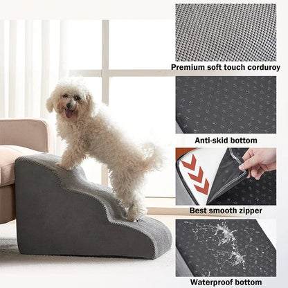 Comfortable dog ramp and stairs with non-slip base. Ideal pet aid for small dogs & senior pups.