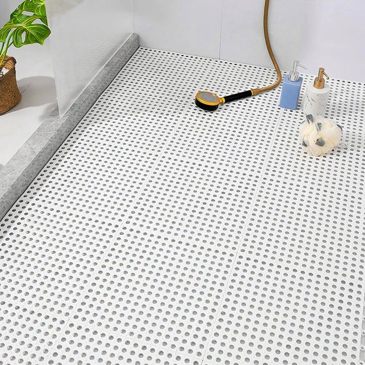 Waterproof non-slip bath mat set with strong grip; fast-drying and mold-resistant for safety.