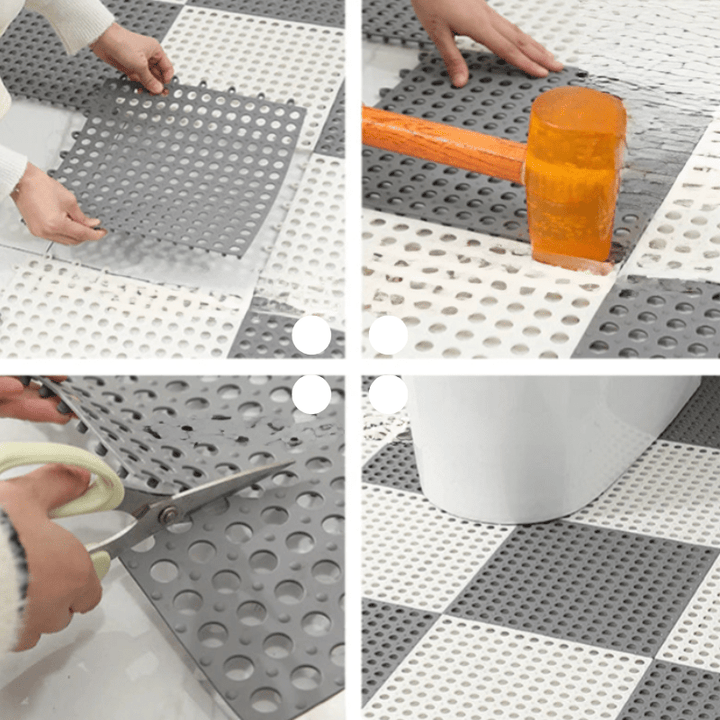 Secure non-slip shower mat set for safe bathing; fast-drying, mold-resistant, and easy to clean.