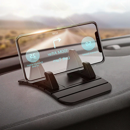 Non-slip silicone car phone holder for secure dashboard mounting, perfect for hands-free GPS & calls.