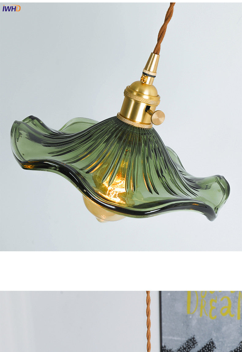 Premium Nordic LED hanging light, amber glass & copper. Sophisticated decor for a modern home.