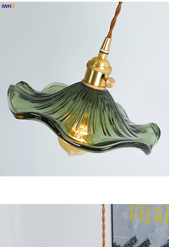 Premium Nordic LED hanging light, amber glass & copper. Sophisticated decor for a modern home.