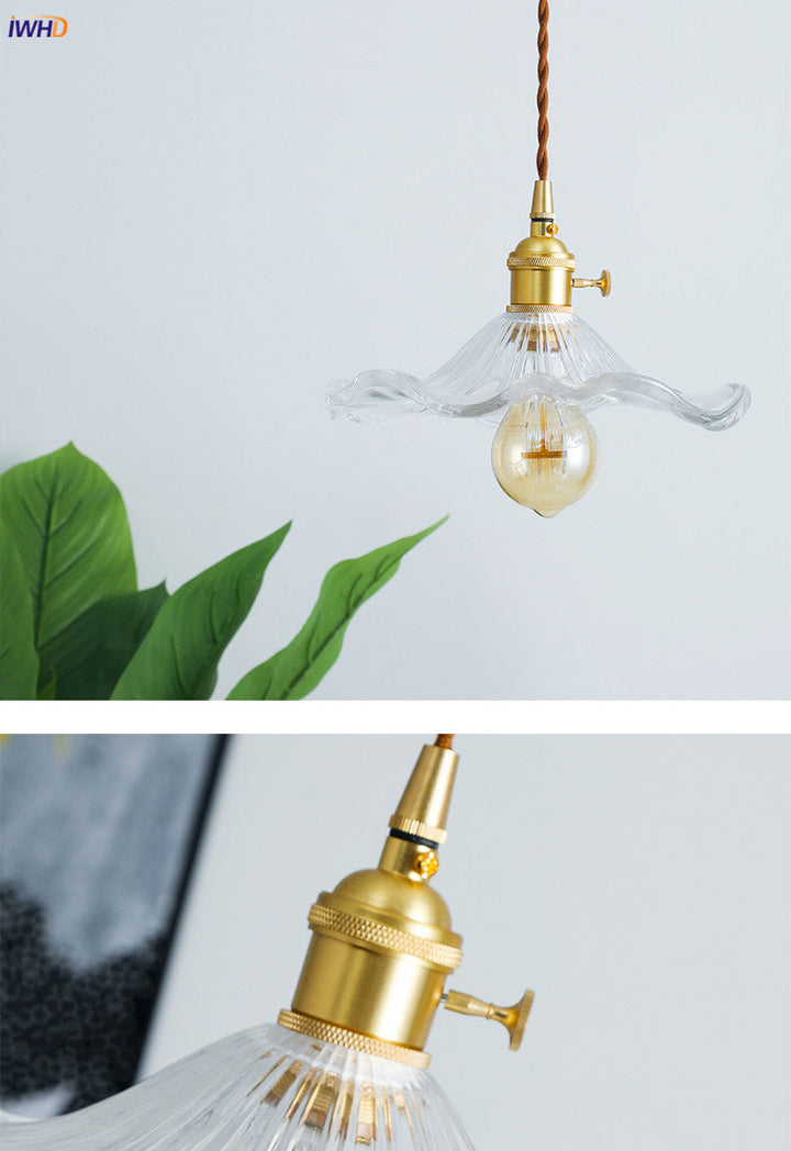 Modern Nordic LED pendant with green glass & copper finish. Illuminates your bar or cafe space.