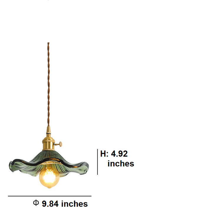 Modern Nordic LED pendant, amber glass & copper accents. Great for bedroom or study.