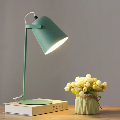 Aesthetic Nordic Macaron Iron Table Lamp, a stylish focal point for desks, nightstands & modern decor.