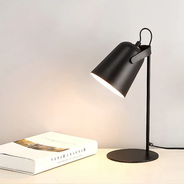 Stylish Nordic Iron Bucket Table Lamp in soft macaron hues, ideal modern desk or bedside decor.