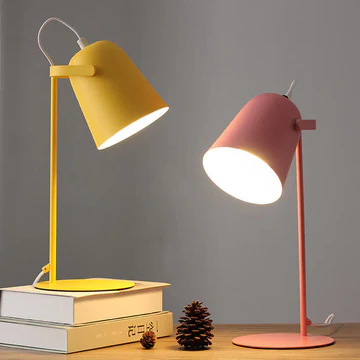 Modern aesthetic Iron Bucket Table Lamp with macaron finish, enhancing Nordic home decor & lighting.