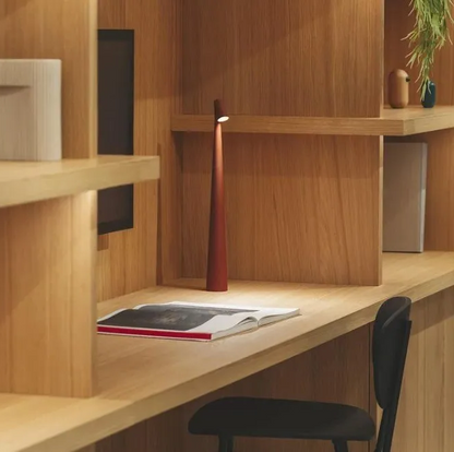 Elegant wireless LED table lamp, Nordic design for dinner ambiance. Dimmable mood lighting, portable.