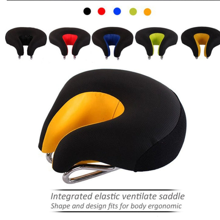 Ergonomic nose-less mountain bike saddle, designed for pressure relief and ultimate unisex cycling comfort.