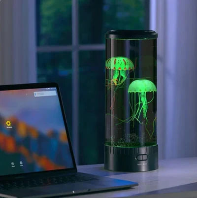 Vibrant LED Jellyfish Lava Lamp, OceanGlow, bringing relaxing ambiance, ocean decor, and a unique night light.