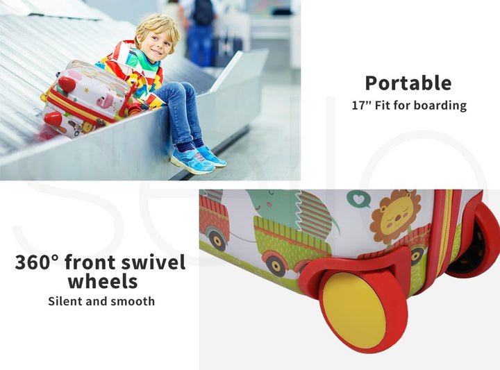 Octopus pattern children's scooter suitcase. Ride-on luggage for kids, carry-on size with 360° wheels.