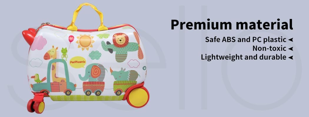 Durable kids' ride-on scooter suitcase, octopus design, 360° wheels, makes children's travel fun and easy.