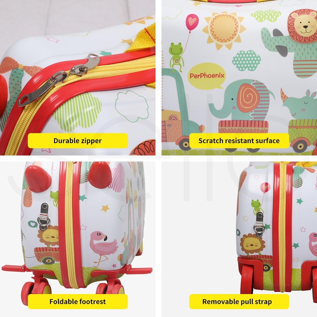 Adorable octopus kids' 2-in-1 scooter suitcase, carry-on size with smooth 360° wheels for happy travels.