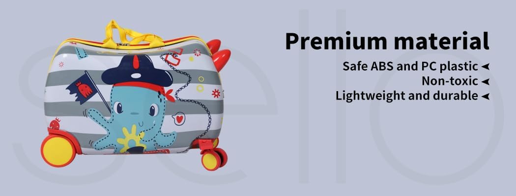 Kids' travel bag: octopus 2-in-1 ride-on scooter suitcase. Perfect carry-on luggage with 360° wheels.