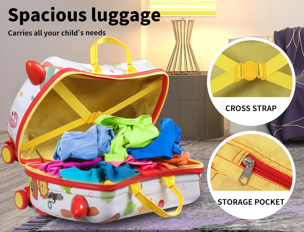 Kids' octopus 2-in-1 travel bag: ride-on scooter suitcase with 360° wheels, perfect for young adventurers.