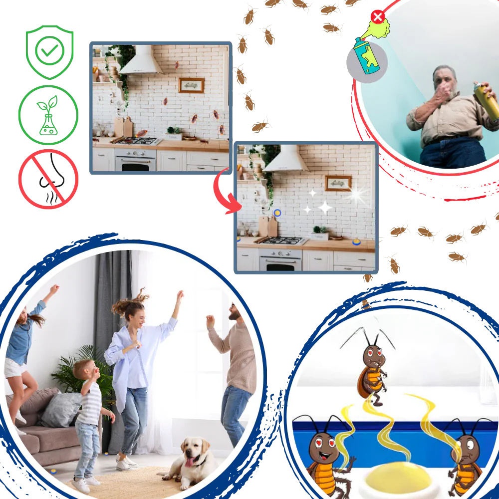 Odorless, non-toxic cockroach traps offering an effective home solution for complete insect eradication.