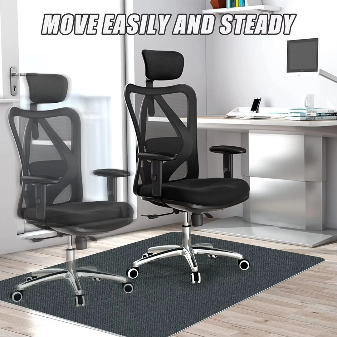 Transparent office chair mat designed as a floor protector for carpet and hard floors.