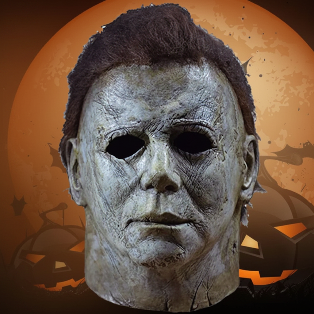 Official Michael Myers mask, a terrifying slasher movie replica made from latex, perfect for Halloween costumes.
