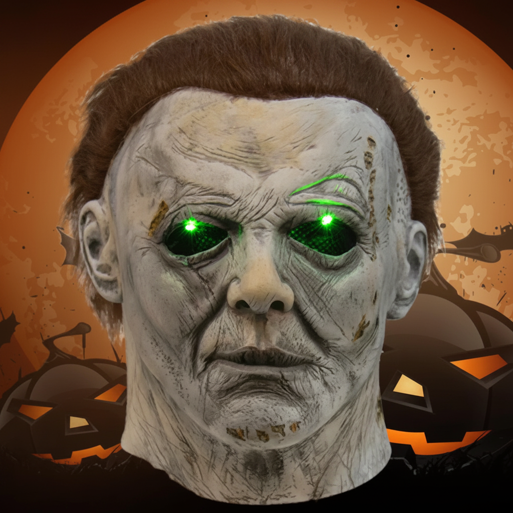 Authentic Michael Myers mask, a classic horror film slasher replica in latex for unisex Halloween costumes.