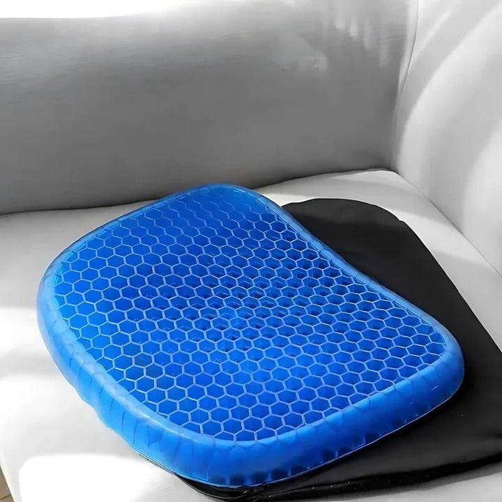 Orthopedic gel seat cushion for tailbone & back pain relief, ideal for office chairs.