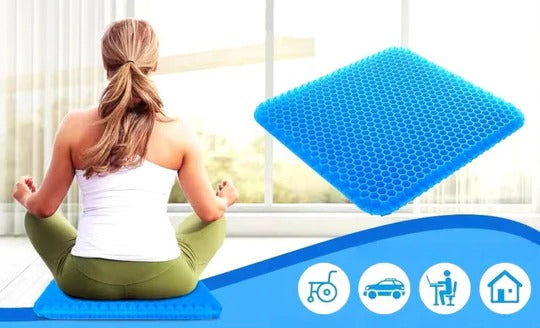 Premium gel cushion for pressure & back pain relief, supports ergonomic sitting.