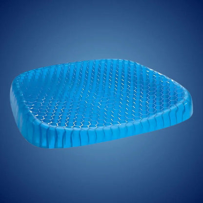 Ergonomic gel seat cushion for pressure relief & lower back support in car seats.