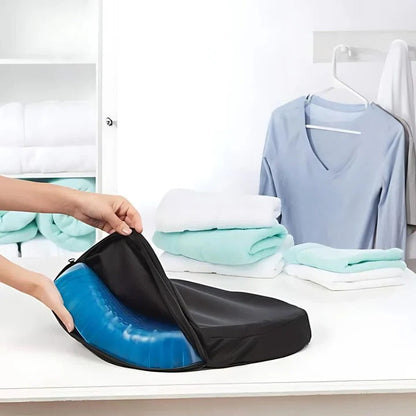 Tailbone pain relief orthopedic gel cushion, enhances circulation & ergonomic support.