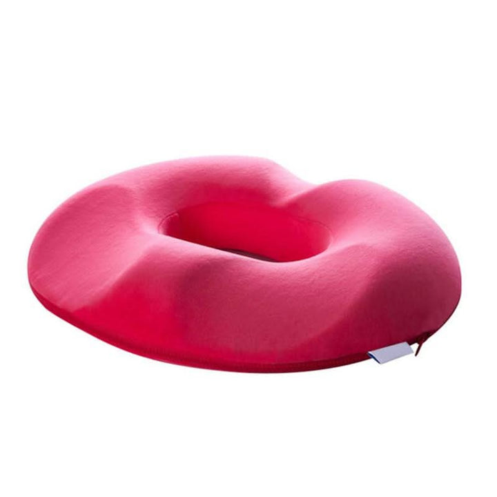 Unisex ergonomic seat cushion with coccyx cutout for sciatic & lower back support in office or car.