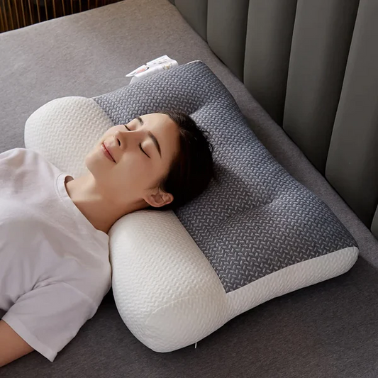 Orthopedic neck pillow for enhanced sleep, providing ergonomic support & pain relief for side & back sleepers.