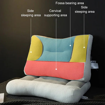 Specialized orthopedic pillow for side & back sleepers, delivering essential neck support & comfort for pain relief.