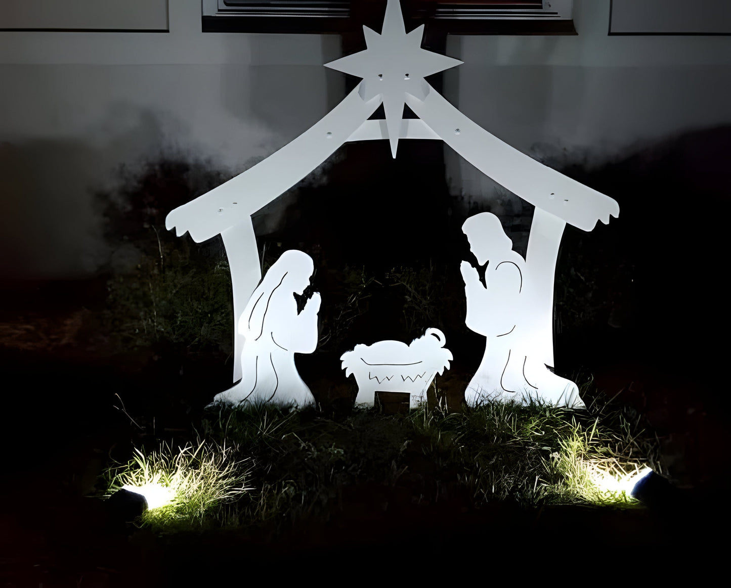 Holy Family nativity set for outdoor Christmas yard decor. Durable religious holiday display for your lawn.