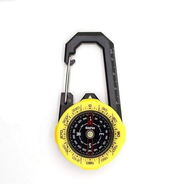 High-quality outdoor compass with carabiner for secure attachment during hiking and travel.