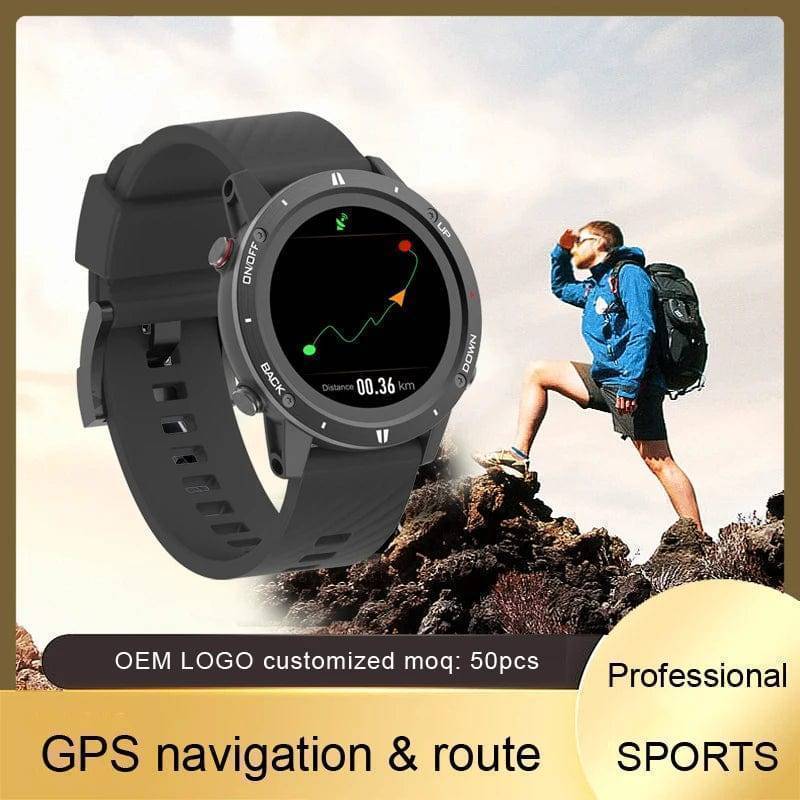 Adult outdoor GPS smartwatch, rugged design, ideal for fitness and adventure, altimeter function