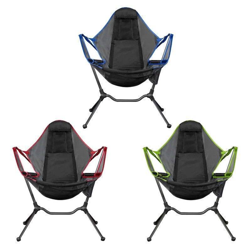Aluminum frame folding rocking chair for outdoor use, breathable fabric, ideal camping gear