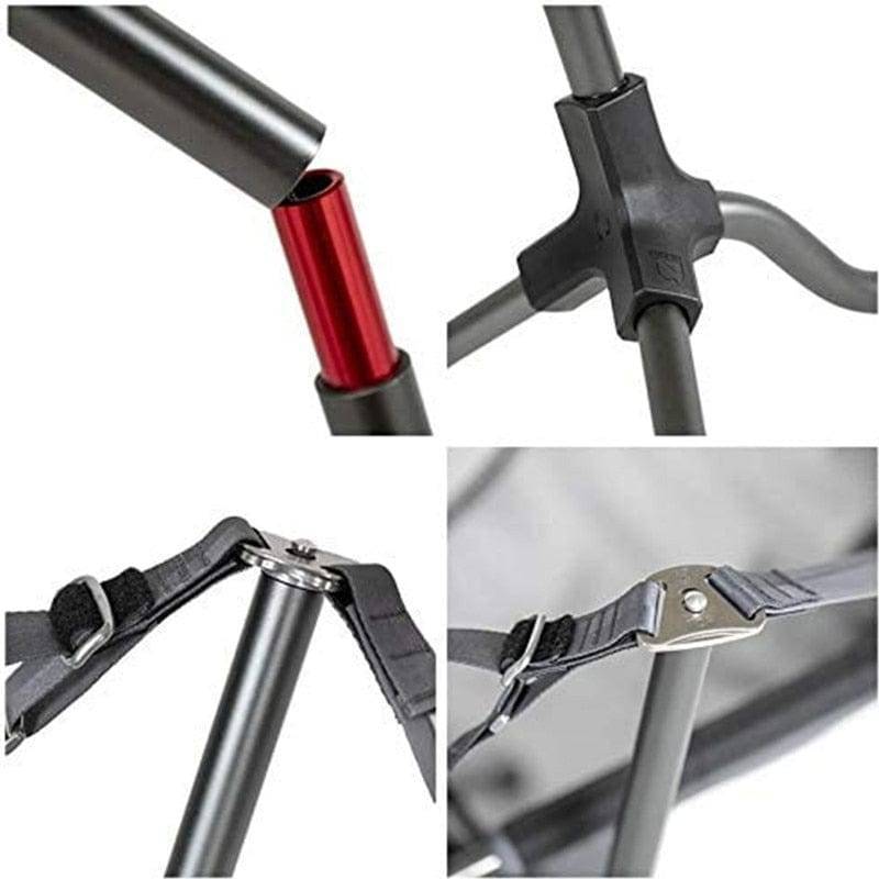Foldable camping chair, rocking feature with pillow, durable aluminum for outdoor adventures