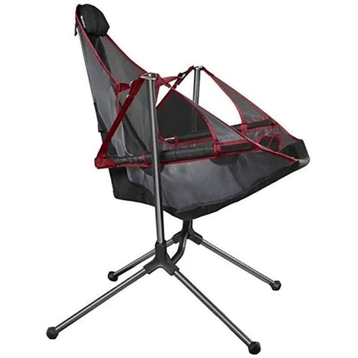 Sturdy aluminum outdoor folding rocking chair with comfortable pillow for camping trips