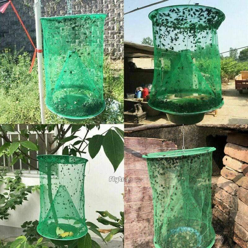 Outdoor ranch fly trap for efficient home and patio pest control, eco-friendly reusable bug catcher.