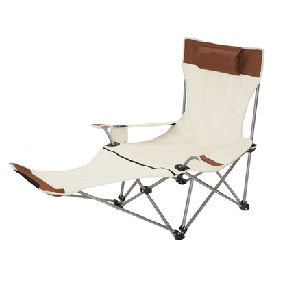 Comfortable outdoor camping chair with recline feature and integrated footrest